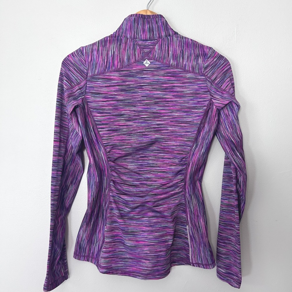 prAna 1/4 Zip Pullover Womens S Purple Space Dye Thumbhole Running Hiking Top - Picture 3 of 9
